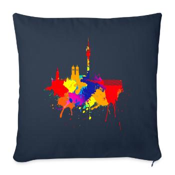 Munich Skyline Couleurs colorées Peinture Bavaria Fan - Housse de coussin décorative 45 x 45 cm - bleu marine - Devant