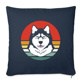 Chien de traîneau Malamute - Housse de coussin décorative 45 x 45 cm - bleu marine - Devant