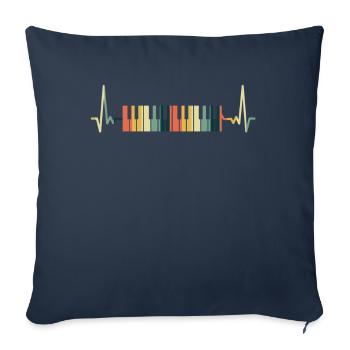 Piano pianiste battement de cœur de coeur dans vintage - Housse de coussin décorative 45 x 45 cm - bleu marine - Devant