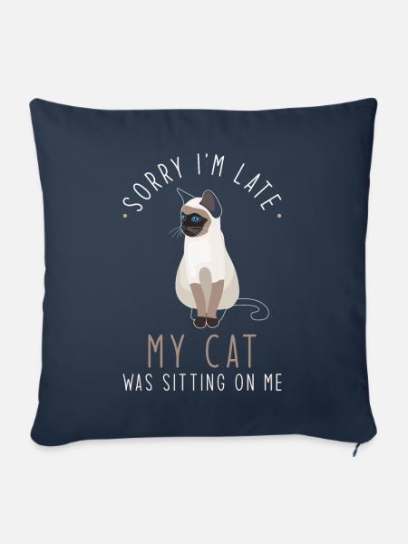 Katze Sorry Im late - Sofakissenbezug 45 x 45 cm - Navy