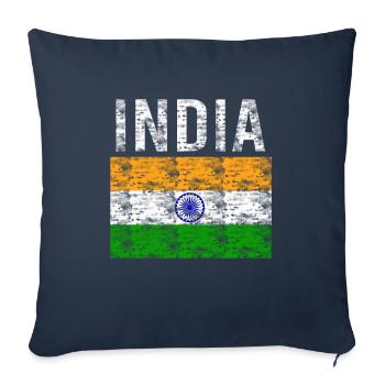 Inde drapeau vintage - Housse de coussin décorative 45 x 45 cm - bleu marine - Devant