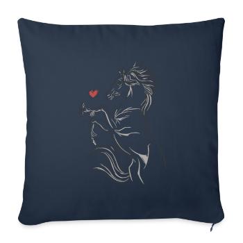 cheval fille chevaux amour équitation cheval fou - Housse de coussin décorative 45 x 45 cm - bleu marine - Devant