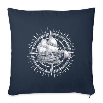 Voile Tshirt Sailing catamaran bateau pour la régate - Housse de coussin décorative 45 x 45 cm - bleu marine - Devant