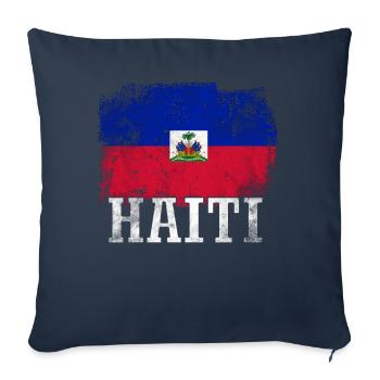 Vacances Vacances Haïti drapeau - Housse de coussin décorative 45 x 45 cm - bleu marine - Devant