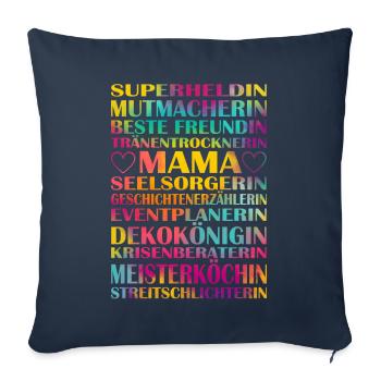 Fête des Mères - Housse de coussin décorative 45 x 45 cm - bleu marine - Devant