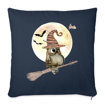 Halloween Witch Owl with Witch Hat Full Moon - Sofa pillowcase 17,3'' x 17,3'' (45 x 45 cm) - navy - Front