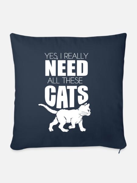 Katzenliebhaber Katzen Haustierbesitzer Miauen Kät - Sofakissenbezug 45 x 45 cm - Navy