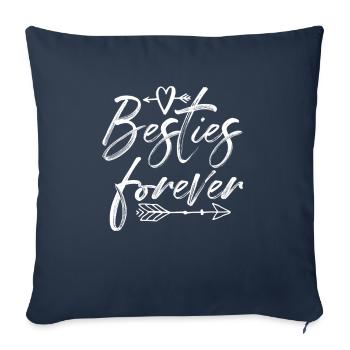 Besties pour toujours - Housse de coussin décorative 45 x 45 cm - bleu marine - Devant
