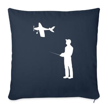 Modèle d’avion RC Volant Rétro Vintage Cadeau - Housse de coussin décorative 45 x 45 cm - bleu marine - Devant
