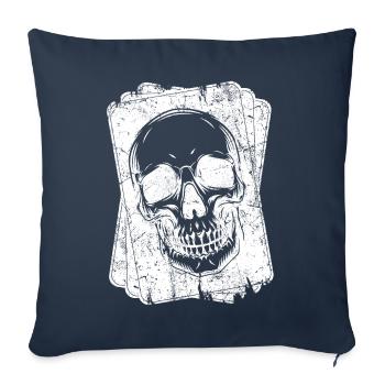 Joueur de poker Cartes à jouer Poker Skull - Housse de coussin décorative 45 x 45 cm - bleu marine - Devant