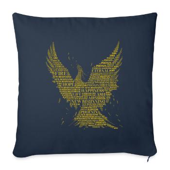 PHOENIX: Conception d’art de mots! Créatures mythiques, mythologie - Housse de coussin décorative 45 x 45 cm - bleu marine - Devant
