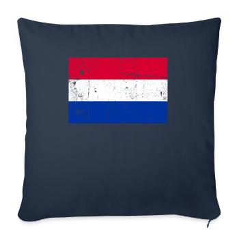 Hollande Pays-Bas Drapeau Vintage - Housse de coussin décorative 45 x 45 cm - bleu marine - Devant