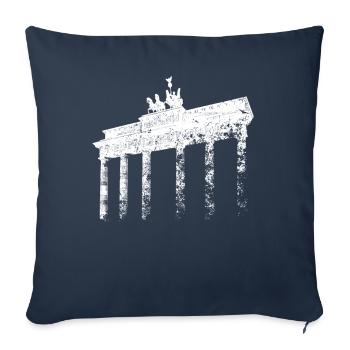 Berlin Porte de Brandebourg Vintage Skyline Berliner - Housse de coussin décorative 45 x 45 cm - bleu marine - Devant