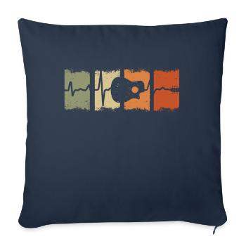 Guitar Heartbeat Retro Guitar Player Guitarist - Sofa pillowcase 17,3'' x 17,3'' (45 x 45 cm) - navy - Front
