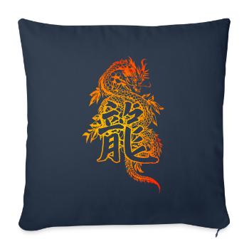 Dragon avec des caractères chinois - Housse de coussin décorative 45 x 45 cm - bleu marine - Devant