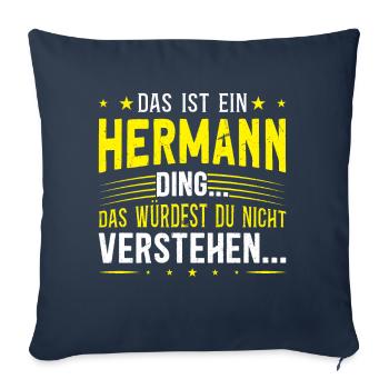 Familienname Hermann - für Familie Hermann - Sofakissenbezug 45 x 45 cm - Navy - Vorne