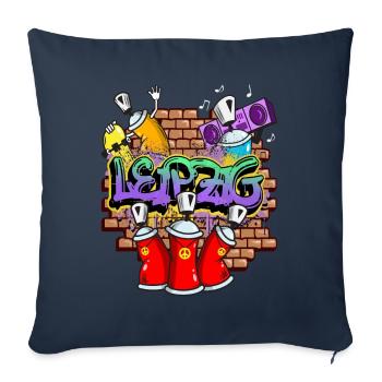 Leipzig Germany City Graffiti Sprayer Skater - Sofa pillowcase 17,3'' x 17,3'' (45 x 45 cm) - navy - Front