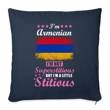 Armenian Woman Superstitious Stitious - Sofa pillowcase 17,3'' x 17,3'' (45 x 45 cm) - navy - Front