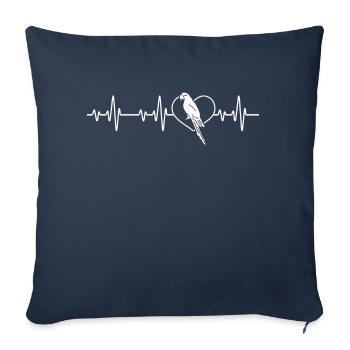 Parrots Bird Lover Heartbeat Heart - Sofa pillowcase 17,3'' x 17,3'' (45 x 45 cm) - navy - Front
