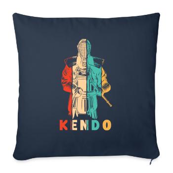 Kata Kenjutsu Shinai Samurai Kendo - Housse de coussin décorative 45 x 45 cm - bleu marine - Devant