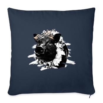 Pig Gift Piglet Kids Piglet Pig Pig - Housse de coussin décorative 45 x 45 cm - bleu marine - Devant