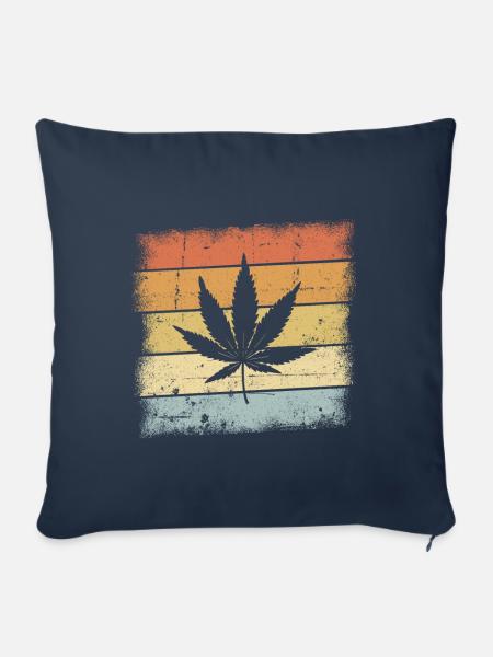 Cannabis Retro - Sofakissenbezug 45 x 45 cm - Navy