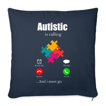 Autisme Cadeau Autiste Asperger TDAH Autisme - Housse de coussin décorative 45 x 45 cm - bleu marine - Devant