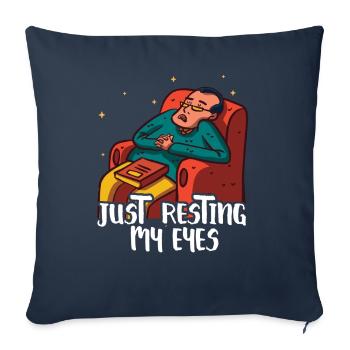 Je ne repose que mes yeux du Père Papa Papi - Housse de coussin décorative 45 x 45 cm - bleu marine - Devant