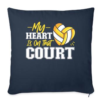 Équipe de volley-ball Mon cœur est - Housse de coussin décorative 45 x 45 cm - bleu marine - Devant