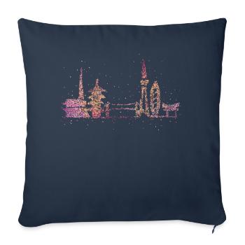 Tokyo Skyline Silhouette City Trip Japon Cadeau - Housse de coussin décorative 45 x 45 cm - bleu marine - Devant