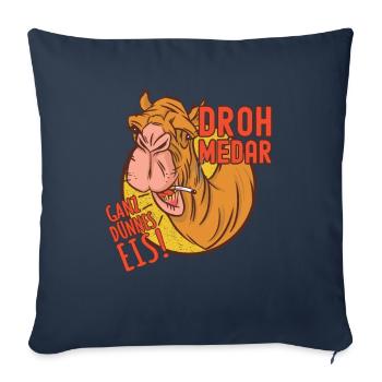 Kamel Dromedar Ganz dünnes Eis Wortwitz DROHmedar - Sofakissenbezug 45 x 45 cm - Navy - Vorne
