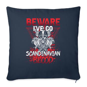 Attention J’ai du sang scandinave nordique - Housse de coussin décorative 45 x 45 cm - bleu marine - Devant