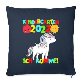 Kindergarten ich komme Einhorn Kindergartenkind - Sofakissenbezug 45 x 45 cm - Navy - Vorne