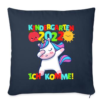 Kindergarten ich komme Einhorn Kindergartenkind - Sofakissenbezug 45 x 45 cm - Navy - Vorne