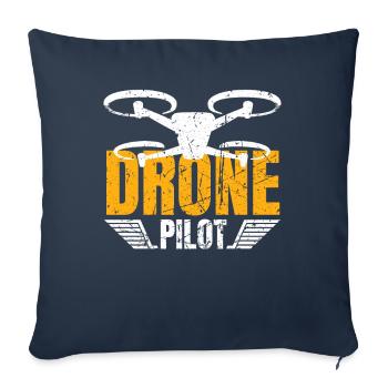 Drone Drone Pilote Drone Opérateur Quadcopter - Housse de coussin décorative 45 x 45 cm - bleu marine - Devant