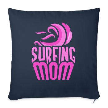 Surf Mama Surf Surfer Planche de surf - Housse de coussin décorative 45 x 45 cm - bleu marine - Devant