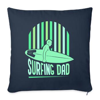 Surf Père Surf Surf Surf Surf Surf surfant - Housse de coussin décorative 45 x 45 cm - bleu marine - Devant