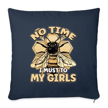 Pas le temps que je doive aller chez mes filles apicultrices - Housse de coussin décorative 45 x 45 cm - bleu marine - Devant