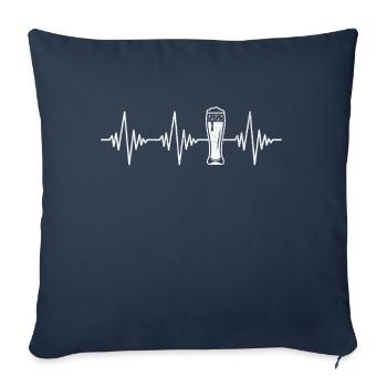 Battement de cœur de bière - Housse de coussin décorative 45 x 45 cm - bleu marine - Devant