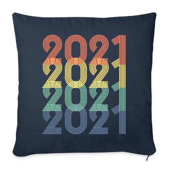 Cool Retro 2021, 2 ans, 2e anniversaire Enfants - Housse de coussin décorative 45 x 45 cm - bleu marine - Devant