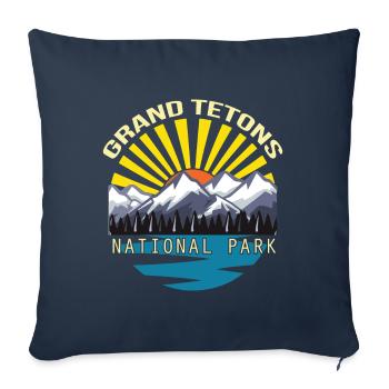 Parc national des montagnes Grand Teton Souvenir Wyoming - Housse de coussin décorative 45 x 45 cm - bleu marine - Devant