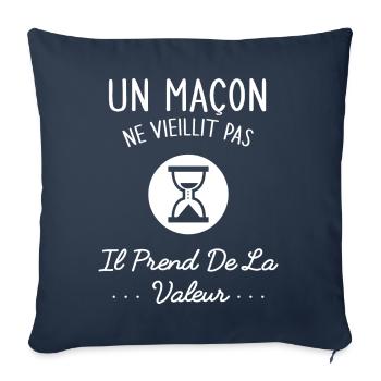 Un Maçon Ne Vieillit Pas Humour Idée Cadeau - Housse de coussin décorative 45 x 45 cm - bleu marine - Devant