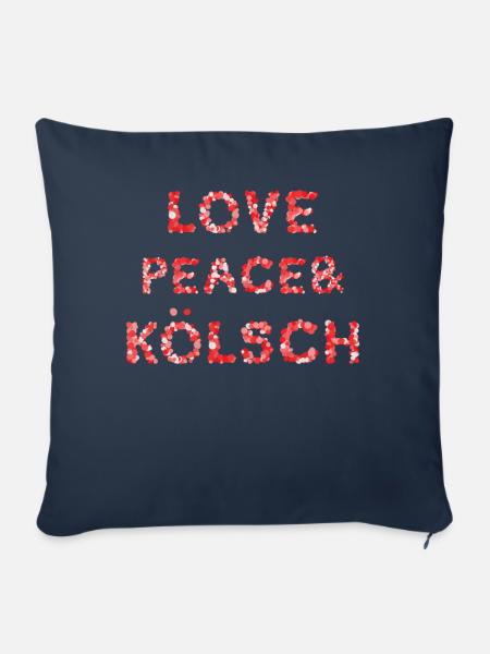 Love Peace Kölsch Köln Kölle Rot Weiss Fasnacht - Sofakissenbezug 45 x 45 cm - Navy