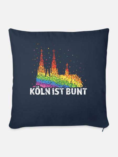 Kölner Dom Regenbogenfahne Pride LGBTQ Homosexuell - Sofakissenbezug 45 x 45 cm - Navy