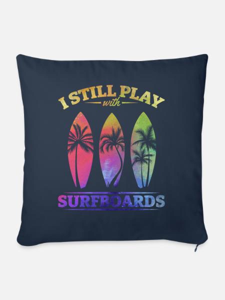 Watersurfer Surfboard Surfing Ich spiele immer - Sofakissenbezug 45 x 45 cm - Navy
