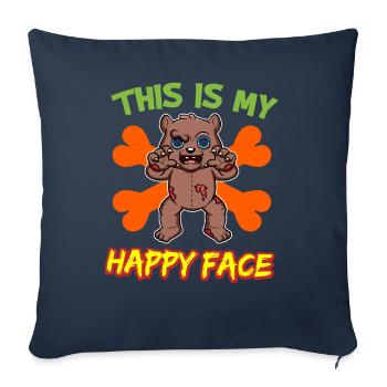 C’est mon visage heureux drôle de monstre d’Halloween - Housse de coussin décorative 45 x 45 cm - bleu marine - Devant