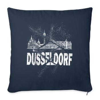 Düsseldorf Allemagne City Skyline Grunge Splash - Housse de coussin décorative 45 x 45 cm - bleu marine - Devant