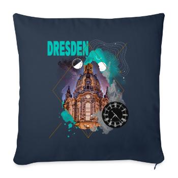 Dresden Germany City Skyline Vintage Retro - Sofa pillowcase 17,3'' x 17,3'' (45 x 45 cm) - navy - Front