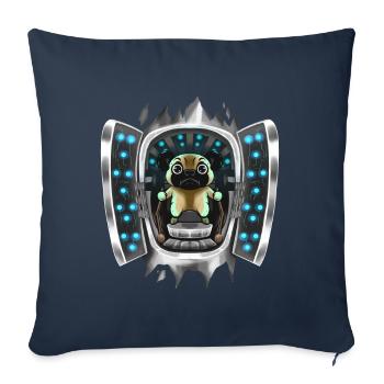 Pug Inside Costume Pug Takes Over Control - Sofa pillowcase 17,3'' x 17,3'' (45 x 45 cm) - navy - Front