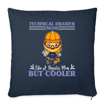 Technical Drawer Mom Like A Regualr Mom But Cooler - Sofa pillowcase 17,3'' x 17,3'' (45 x 45 cm) - navy - Front